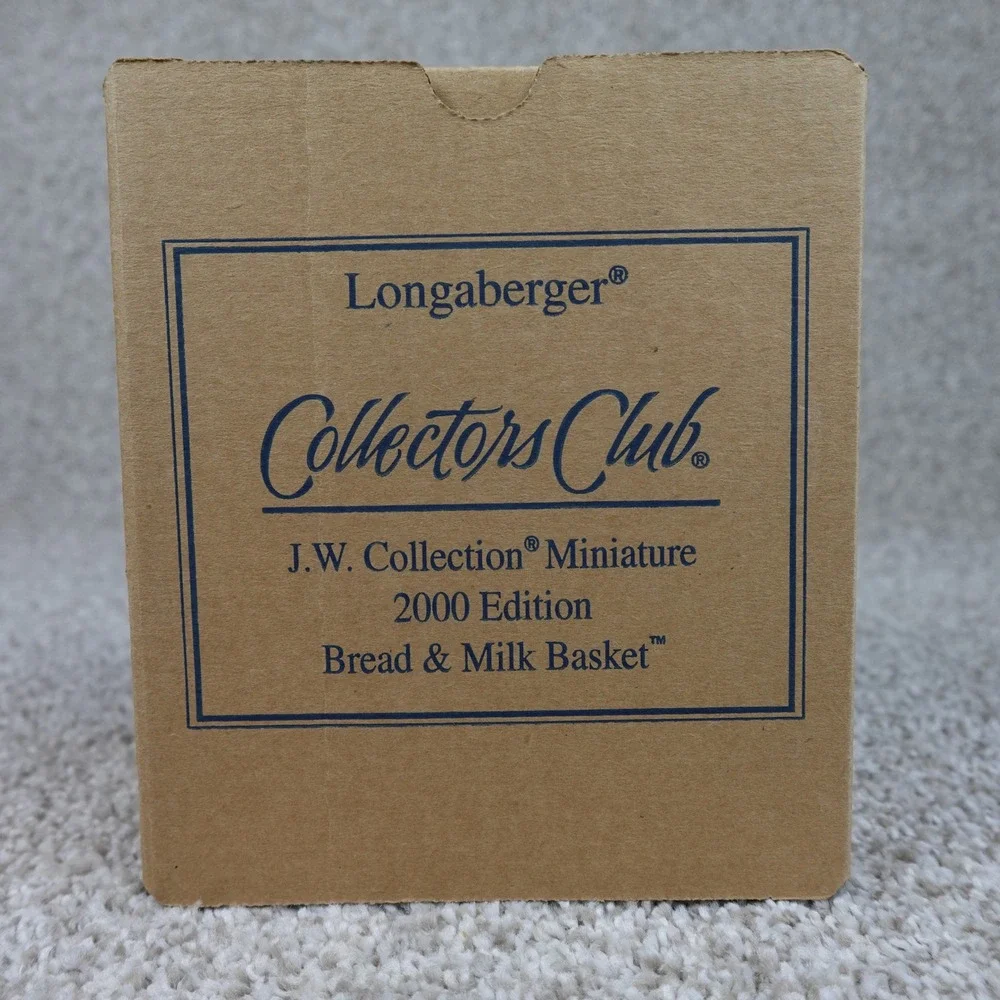 Longaberger 2000 JW Collection Miniature Bread & Milk Basket Set with Box Liner